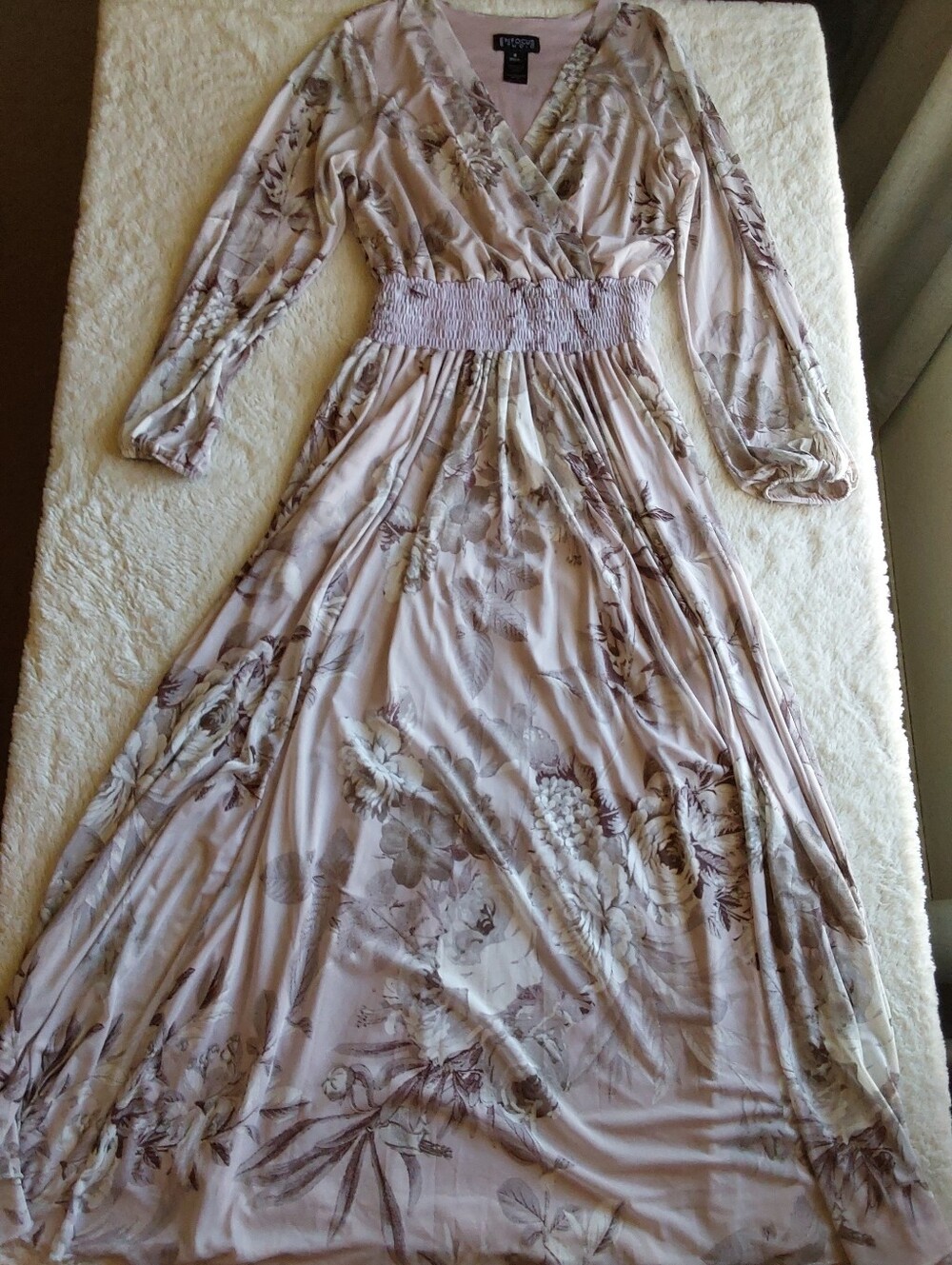 🌺 Like New Enfocus Studio Lavender Floral Fully Lined Maxi Dress - Picture 5 of 11